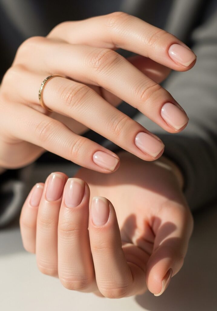 Minimalist Nude Short Nail Art
