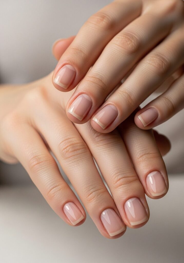 Minimalist Nude Short Nail Art